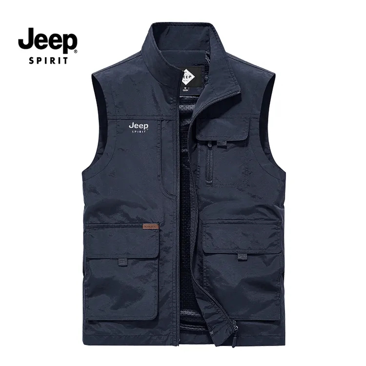 JEEPSPIRIT男工装马夹春夏款时尚设计休闲男立领钓鱼夏季背心