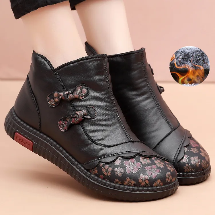 冬季老北京布鞋女棉鞋加绒保暖中老年人棉靴加厚防滑妈妈鞋短靴子