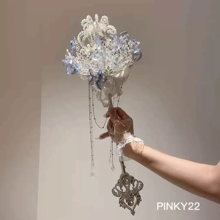 江梦[岛屿]权杖新娘手捧花临界十缨皮晶姐姐婚礼手工结婚中式礼物