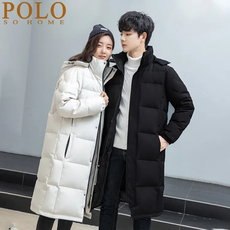 保罗反季男士羽绒服长款过膝加厚冬季新款中戏潮流白鸭绒情侣外套