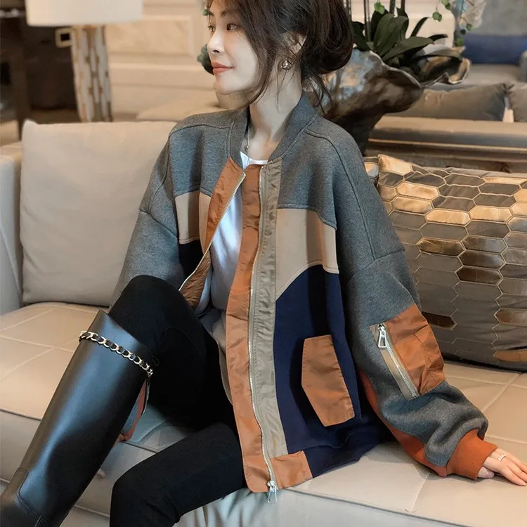 2023年春季新款女装工装夹克短外套女薄款洋气大码运动休闲棒球服