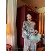 鹭青一原创【赋蓝归】新中式提花外套女复古国风气质外套L24W1819H