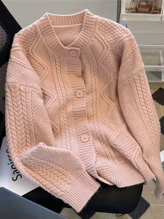 麻花针织开衫外套毛衣女秋冬内搭复古温柔爆款宽松外穿慵懒风时尚