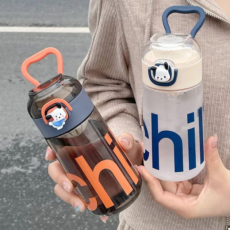 简约高颜值耐高温带茶隔可手提外出运动便携耐摔学生塑料水杯T9