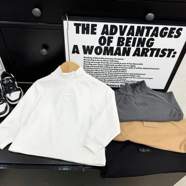 韩版德绒打底衫女童高弹纯色内搭上衣男童长袖T恤