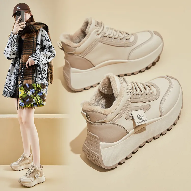 ins韩版新款加绒老爹鞋女2025冬季学生运动厚底保暖网红时尚休闲