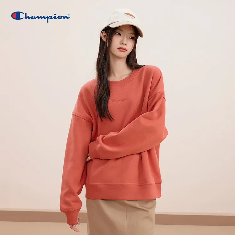 Champion冠军长袖时尚休闲情侣草写logo刺绣圆领卫衣U4CSWUW091