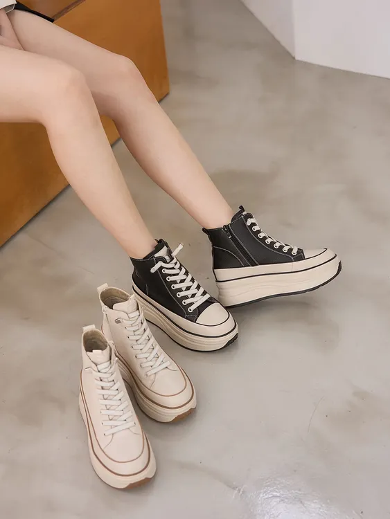 东大门 高帮松糕鞋 7cm厚跟 超百搭舒适女休闲鞋s790