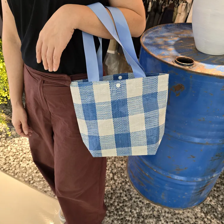新款ins韩国学生便当小众设计拎包百搭手提包格子洋气物品收纳袋