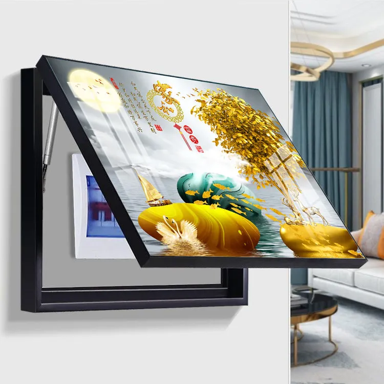 现代简约电表箱装饰画免打孔电闸盒媒体箱配电箱遮挡画客厅餐厅画