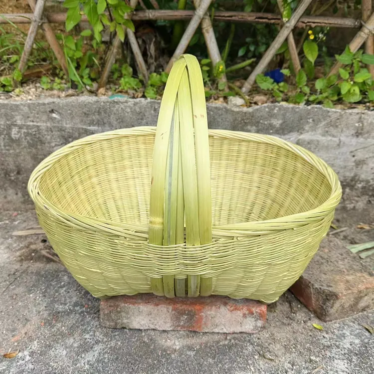 竹编 精编 菜篮 水果篮 鸡蛋篮 质感很好长42cm宽32cm内深18cm
