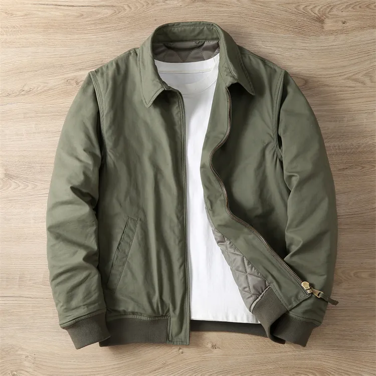 冬季商务休闲翻领夹棉厚款夹克外套男 加厚户外工装水洗纯棉上衣
