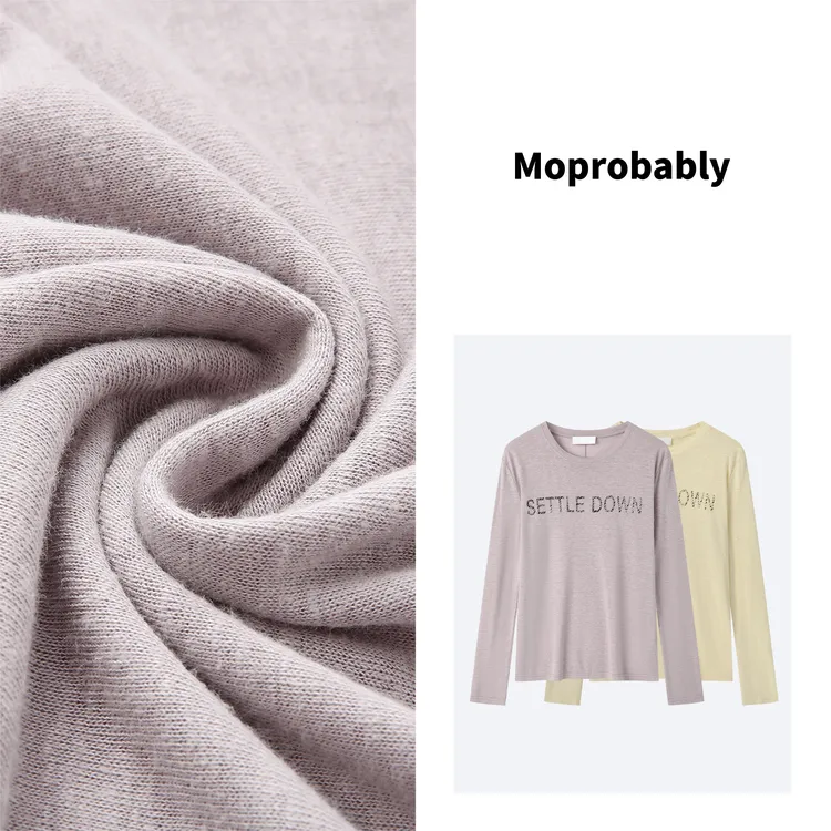 Moprobably「麻海衫」2024春夏新品百搭基础款圆领长袖T恤L4147017