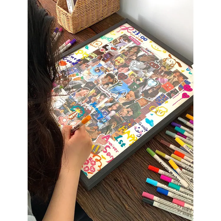 diy相框生日礼物情侣拍立得照片定制相框画画涂鸦木质摆件纪念品