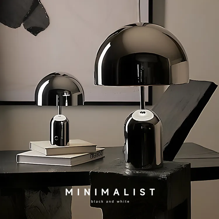 北欧ins风 轻奢不锈钢台灯床头灯 网红创意蘑菇台灯 书房简约台灯