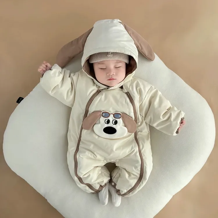 【A小奶狗厚棉冲锋衣】婴儿冬装棉服男女宝宝连体衣加厚外出服抗风