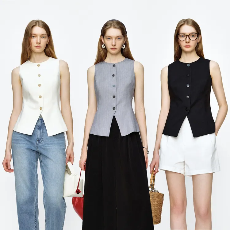 Marllen奢雅叠香法式老钱风VTG叠穿圆领收腰马甲女夏季优雅松弛