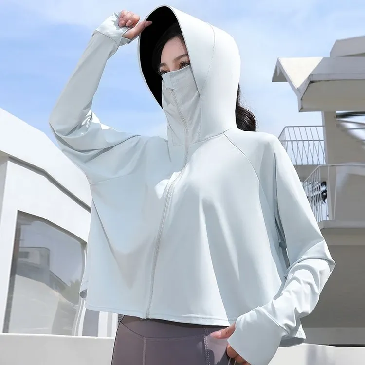 夏季新款防晒衣户外透气连帽遮阳防晒服[小胶款]