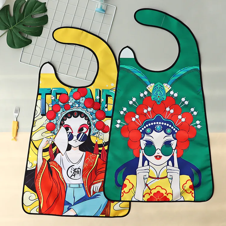 吃饭围兜成人防油溅吃火锅专用饭兜防水时尚罩衣围裙个性围嘴大人