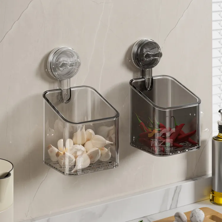厨房葱姜蒜收纳筐吸盘置物架壁挂式调料架神器菜篮子免打孔小挂篮