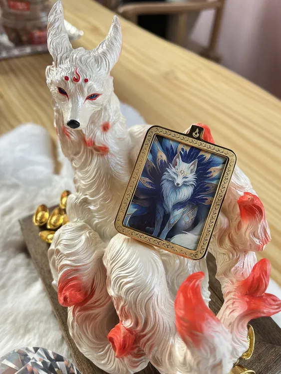 非金属仿水晶项链 九尾狐 蓝狐 项链坠 吊坠 合金吊坠 送链子