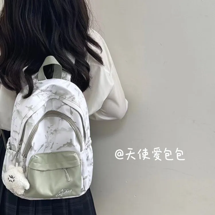 国风书包女ins森系小清新简约双肩包学生大容量通勤慵懒风背包