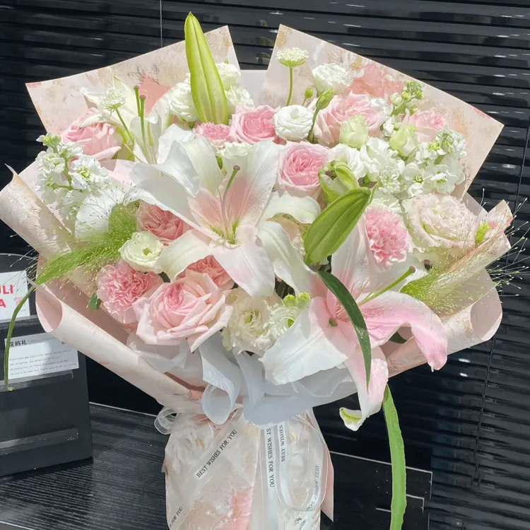 全国同城配送百合女生成人礼花束混搭鲜花附近门店小时达就近配送