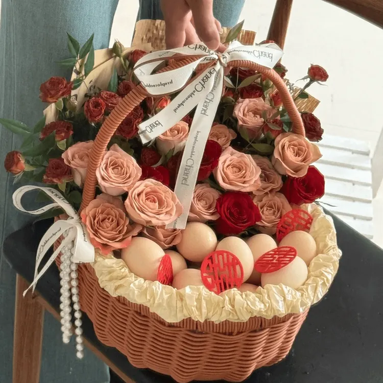 〖全国同城配送〗月子鸡蛋手提花篮花束鲜花速递同城闺蜜鲜花同城