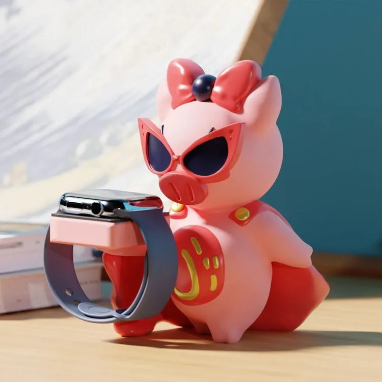 卡通可爱猪事丁手表创意底支架座适用AppleWatch华为手表展示收纳