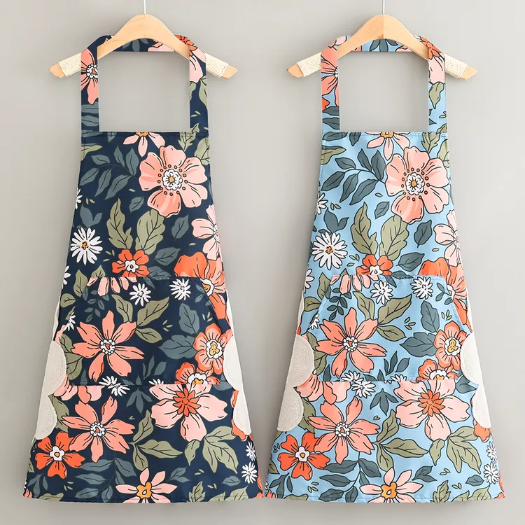 小清新家用防水防油围裙时尚可擦手做饭耐脏耐磨餐饮围腰防污干活