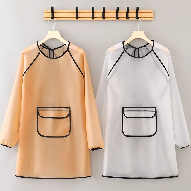 长袖简约TPU免洗围裙耐脏耐磨工作服防油防水罩衣屠宰场水产专用