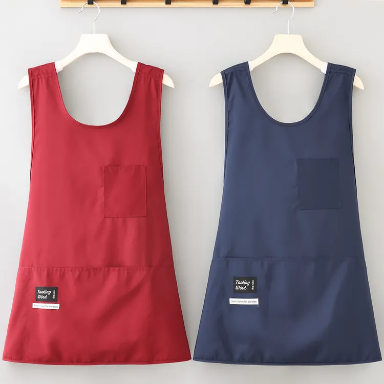 24年新款无袖家用围裙防水防污工作服成人围腰可定制logo印字罩衣
