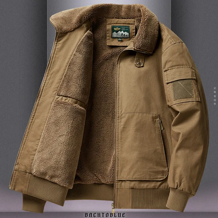 加绒加厚外套男冬季超厚宽松大码上衣棉服潮流羊羔绒保暖复古夹克