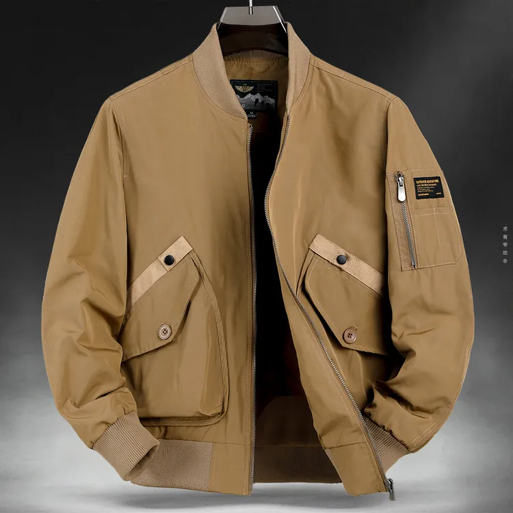 飞行员机能夹克男春秋季青年工装大码宽松上衣服薄潮流棒球领外套