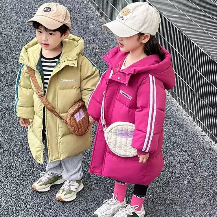 新款儿童中长款棉服男女童加厚连帽棉衣宝宝中大小童保暖洋气外套