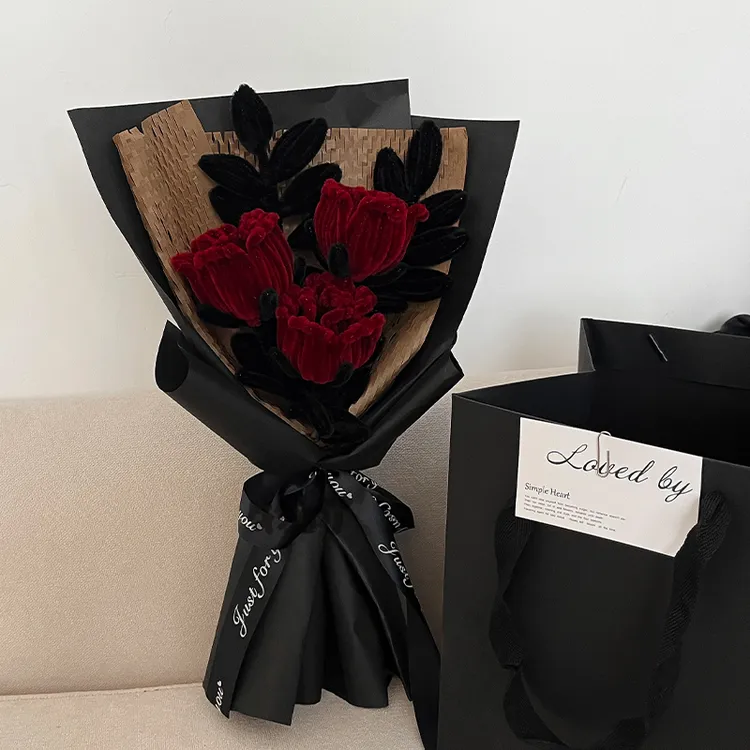 手工DIY黑骑士复古红玫瑰扭扭棒材料包生日惊喜手工男友圣诞礼物