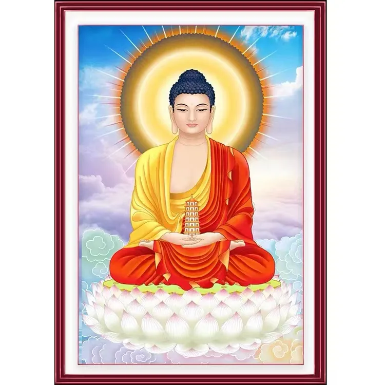 佛画装饰画自粘印刷仿真框客厅大厅背景墙供奉壁画