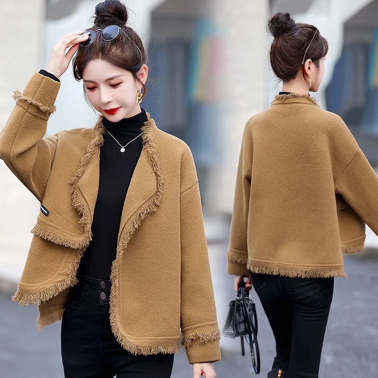 秋冬季新款经典针织双面呢优雅洋气战衣超低退货率短款时尚女士