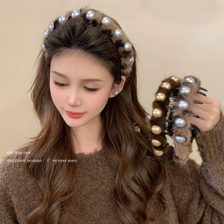 珍珠豹纹波浪发箍高颅顶蓬松带齿防滑头箍女洗脸神器网红时尚