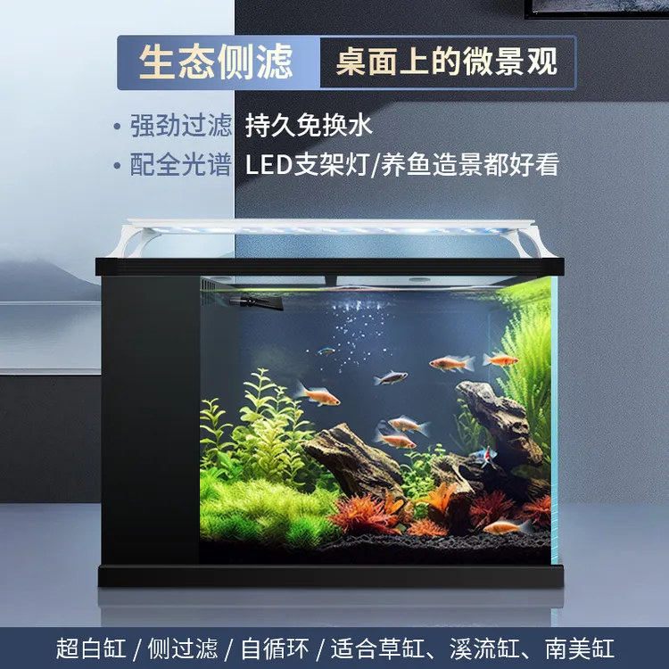 金晶超白鱼缸定制免换水自循环生态侧滤鱼缸一体缸侧过滤玻璃鱼缸