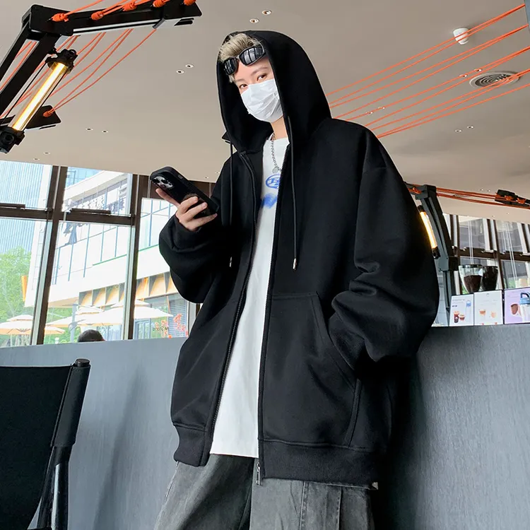 2024新款秋冬季棉卫衣男重磅青少年潮流情侣同款开衫连帽外套上衣