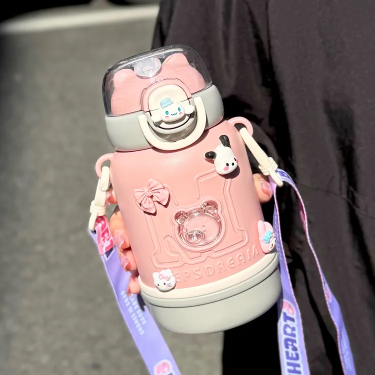 小茶日记保温杯大容量女生高颜值水杯带吸管316不锈钢学生杯子