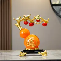 新中式家居玄关酒柜柿柿如意葫芦摆件乔迁之喜创意松弛感新居礼物