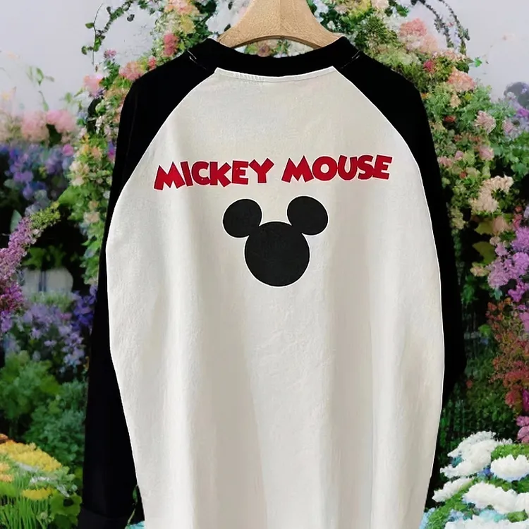 潮流拼接撞色长袖宽松休闲百搭大版胖妹福利时尚春秋圆领秋季