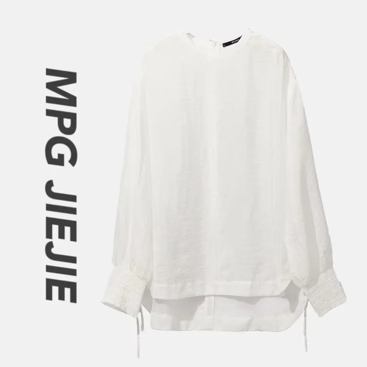 MPG JIEJIE【白风铃】25春夏大码气质长袖时尚休闲百搭宽松印花打底