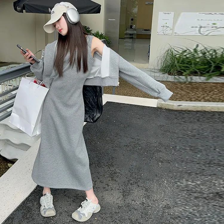 女童春秋套装2025新款洋气时髦女大童韩版连帽卫衣外套秋季连衣裙