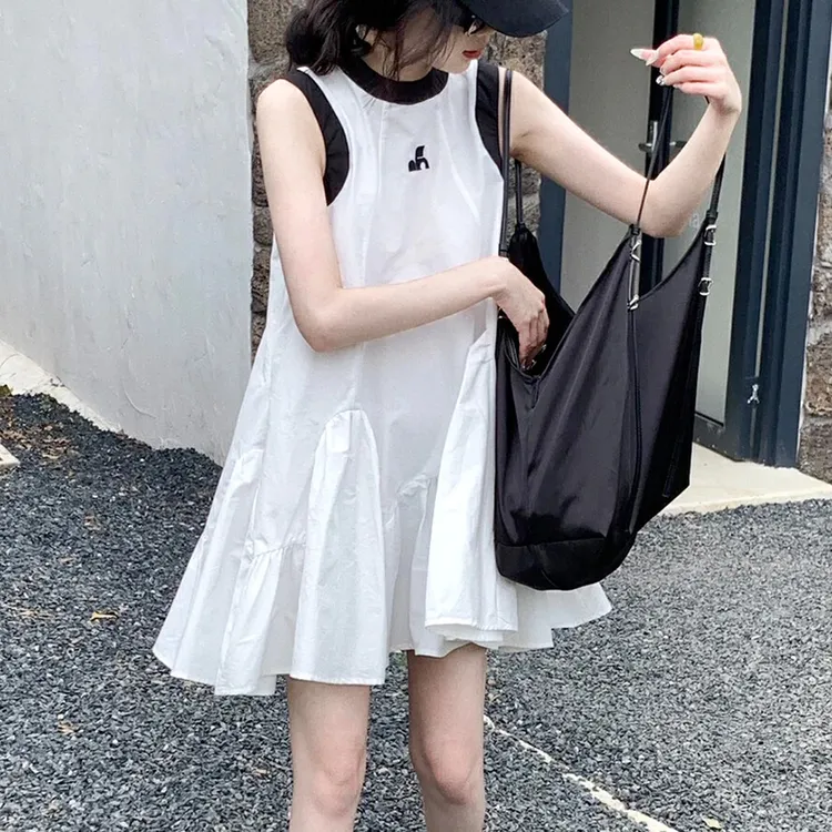 女童白色连衣裙夏季2025新款女大童夏款裙子初中生高级感夏装吊带