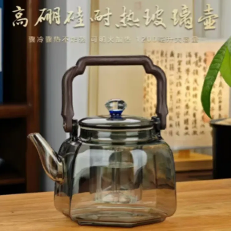 高硼硅煮水耐热提梁壶蒸煮生活家居手工冷水壶烧水煮茶器大型家用