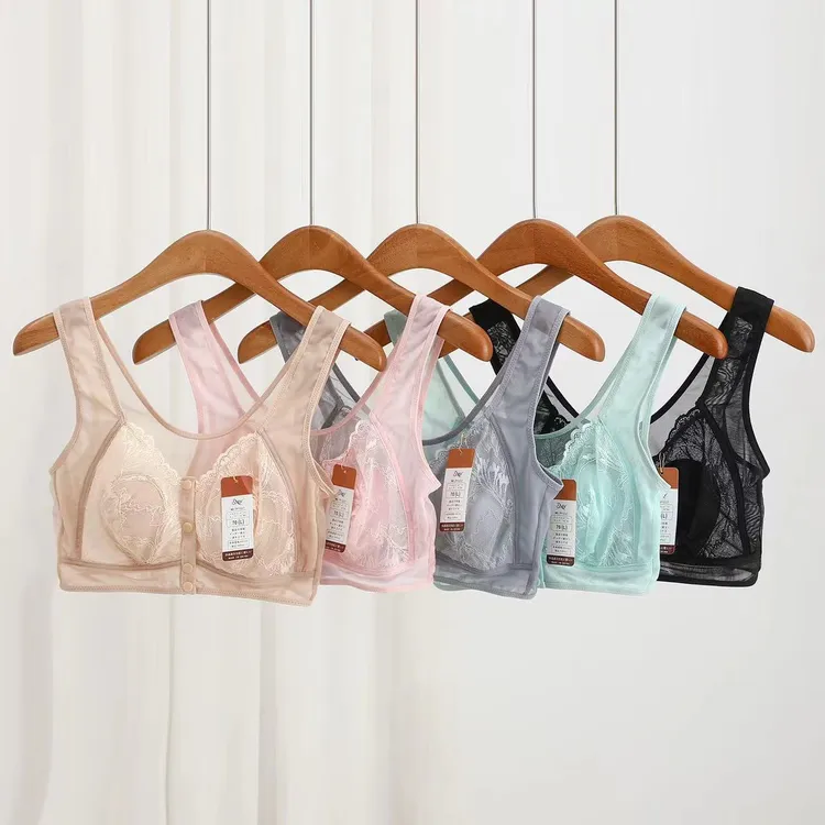 外贸日单前扣大码薄款兔耳朵文胸网纱无钢圈聚拢舒适文胸女士内衣