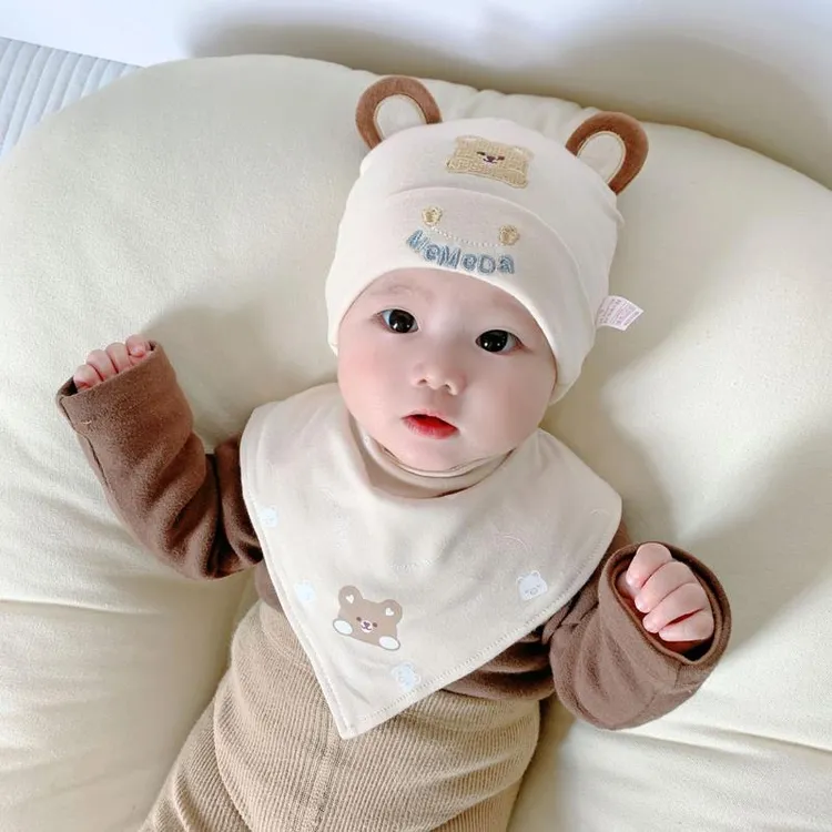 FAVMARTHA婴儿帽子0-3-6-9个月新生儿棉胎帽可爱薄款男女宝宝初生